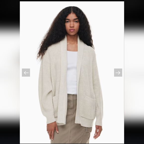 Wilfred Aritzia Travel Cable Knit Wool Lagenlook Cabincore Luxe Cardigan, Lg - Picture 2 of 7